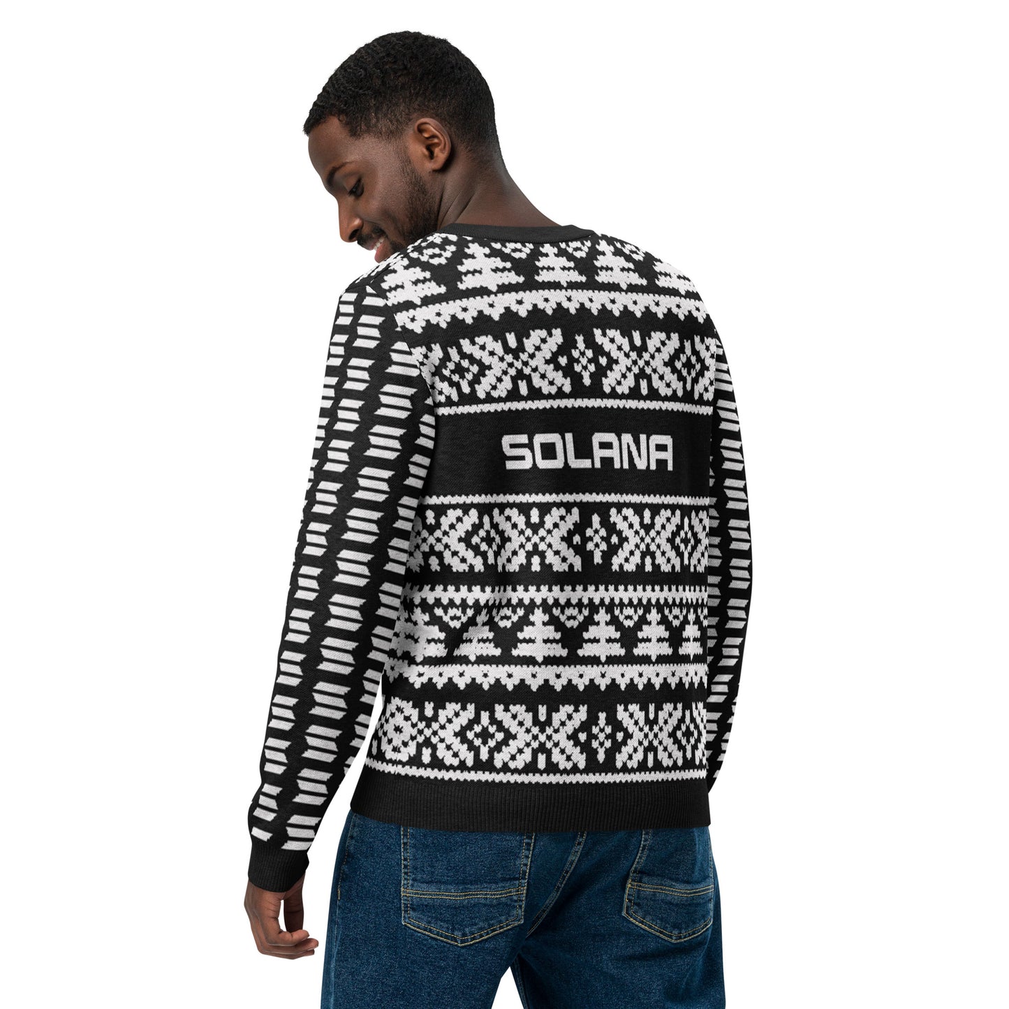 Solana Christmas Sweater - Knitted crew neck sweater (black - white)