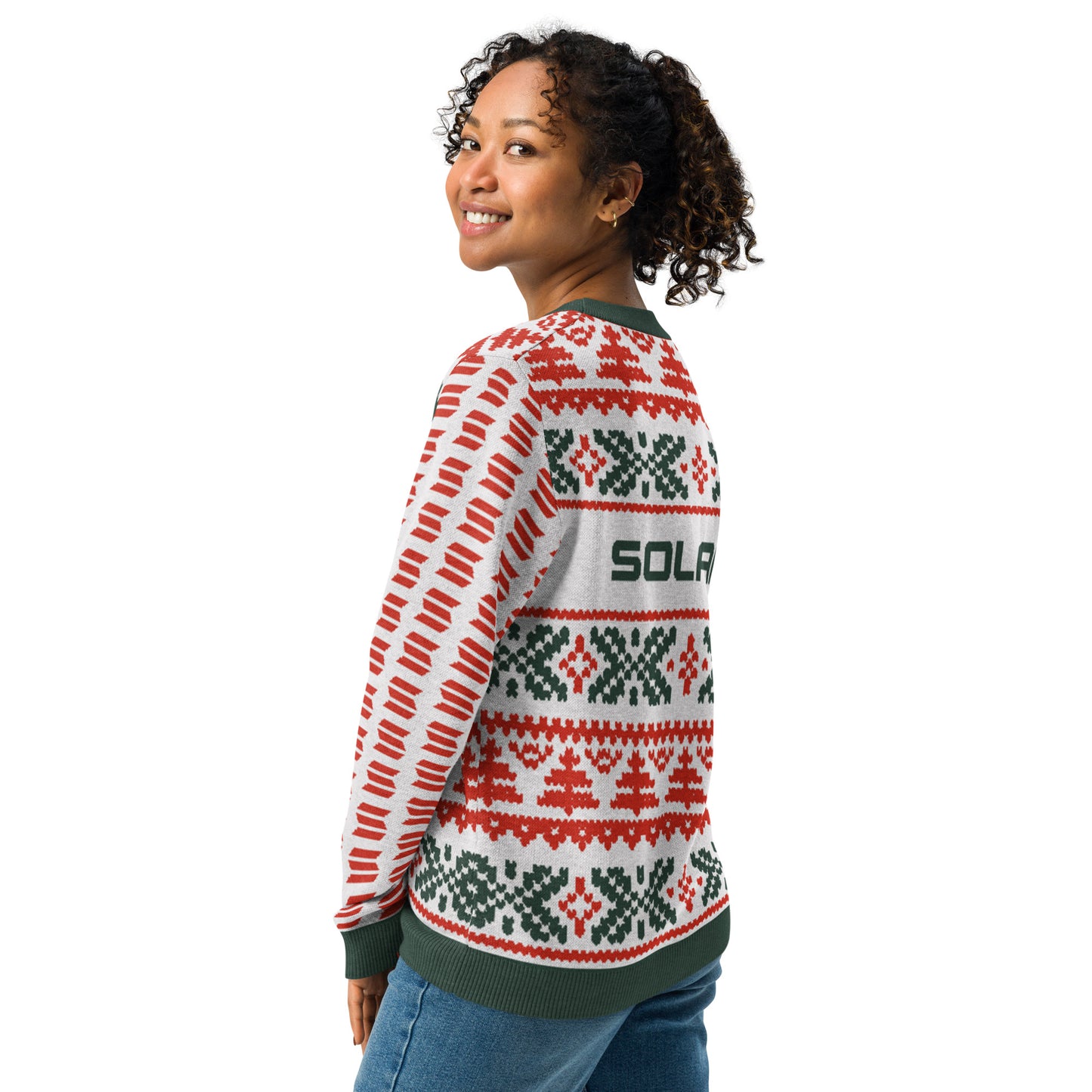 Solana Christmas Sweater - Knitted crew neck sweater (pine - chilli - white)