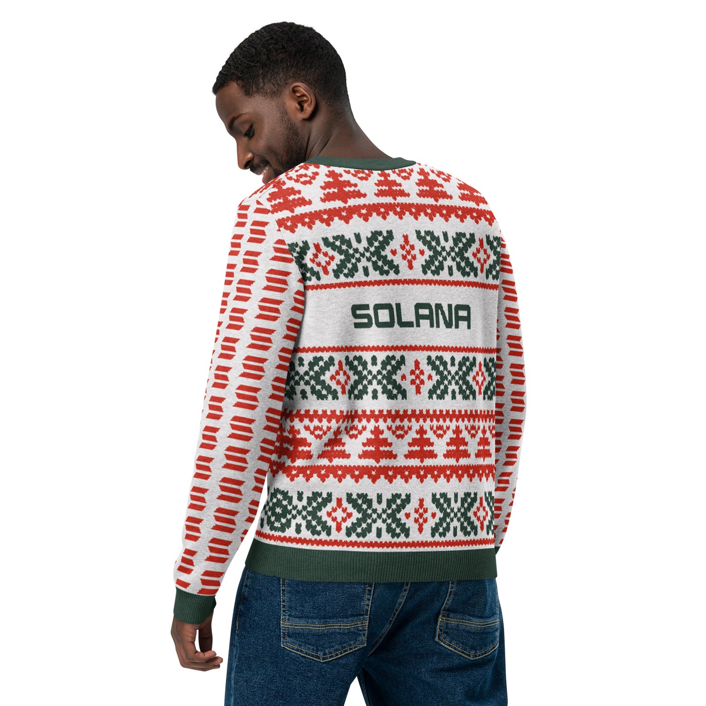 Solana Christmas Sweater - Knitted crew neck sweater (pine - chilli - white)