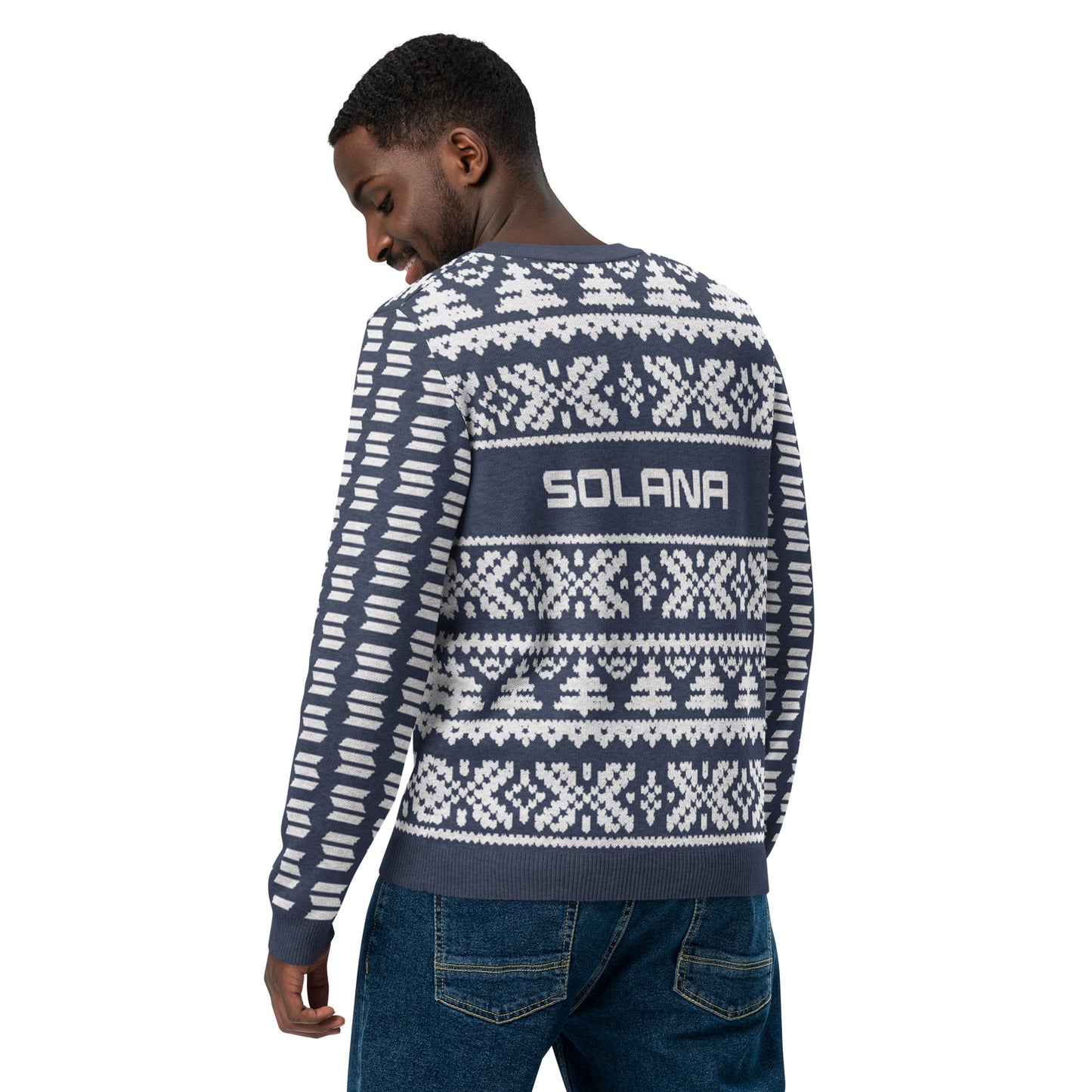 Solana Christmas Sweater - Knitted crew neck sweater (navy - white)