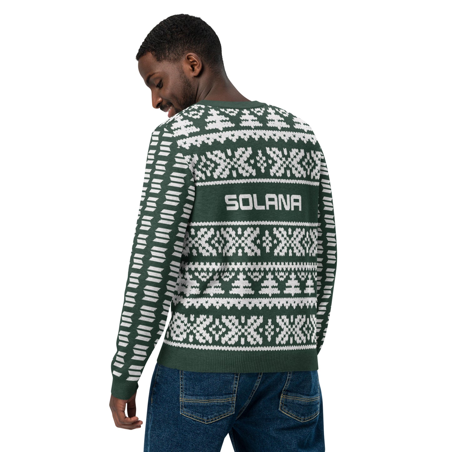 Solana Christmas Sweater - Knitted crew neck sweater (pine - white)