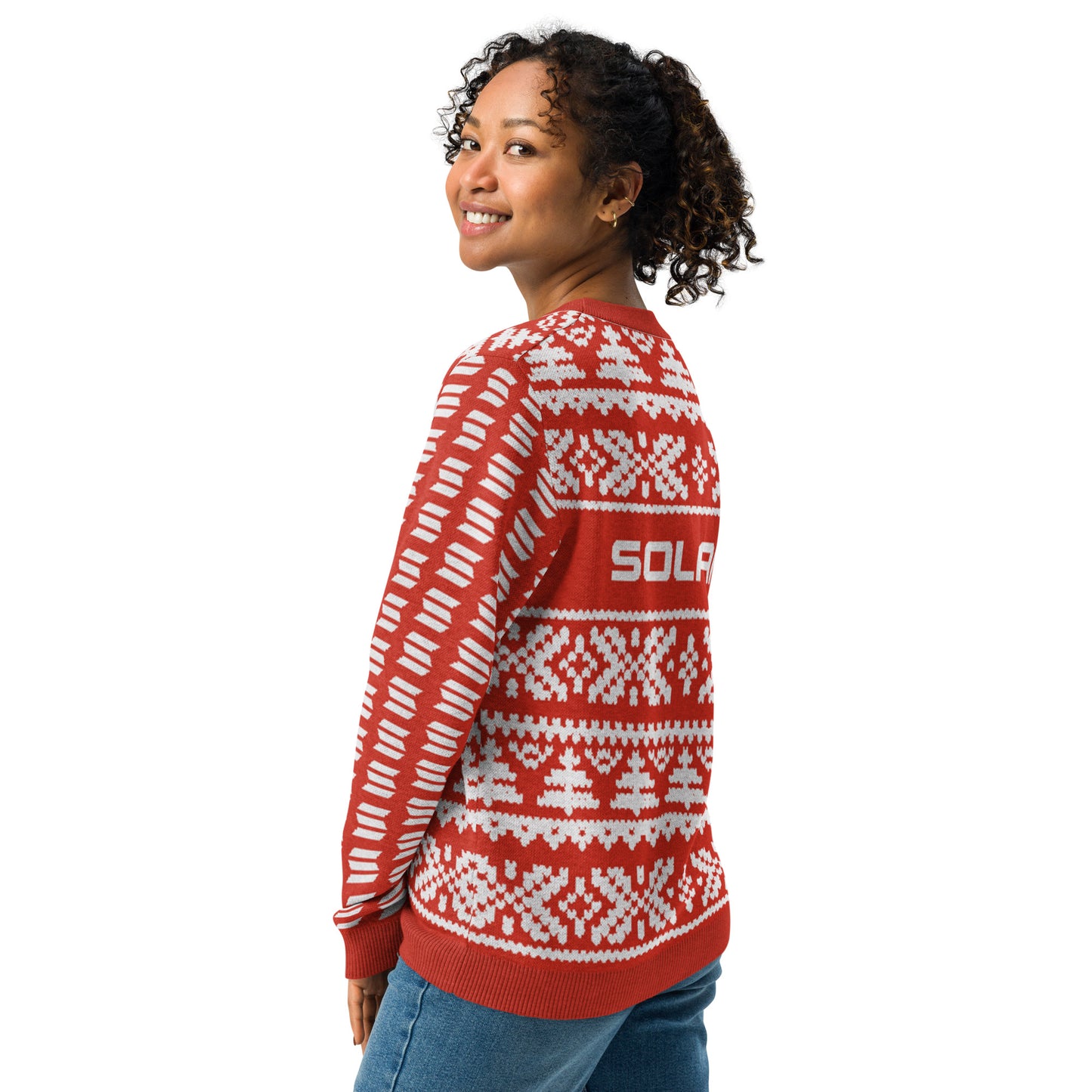 Solana Christmas Sweater - Knitted crew neck sweater (chilli - white)