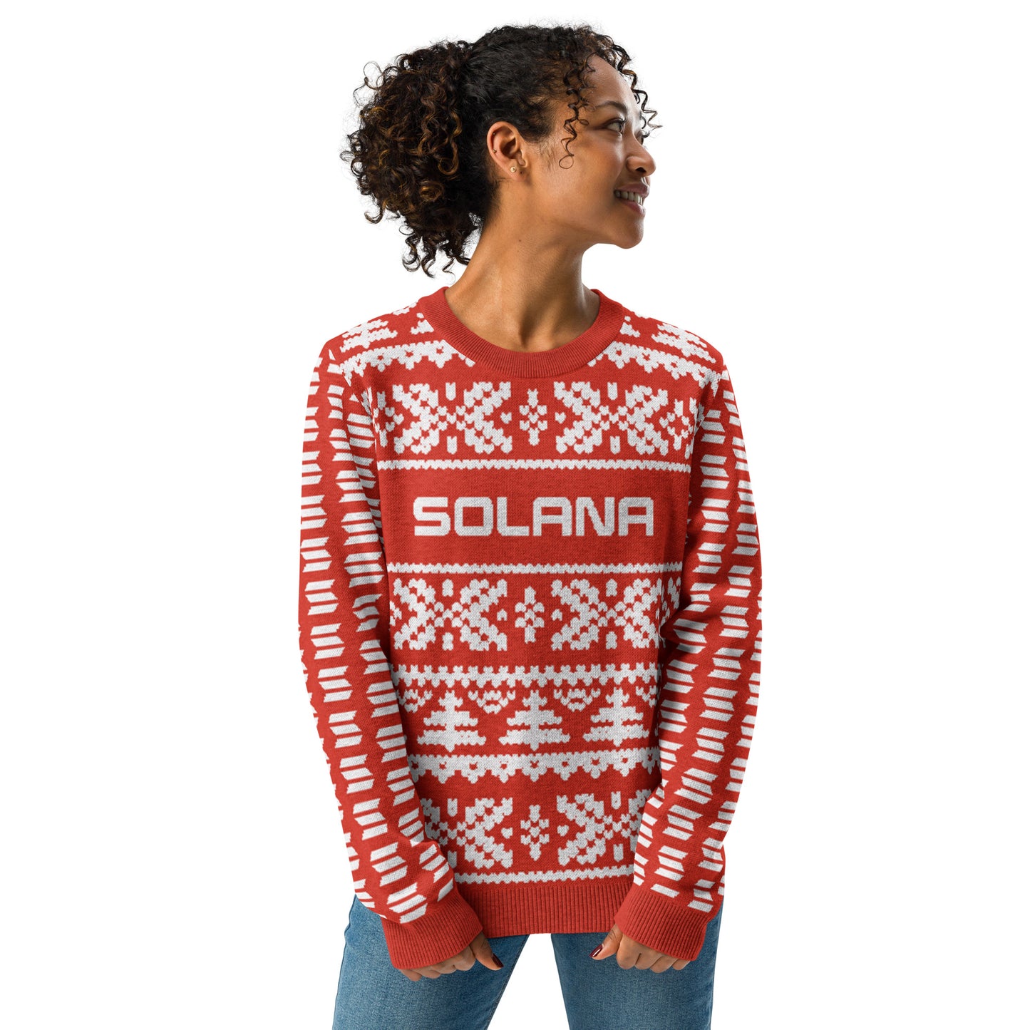 Solana Christmas Sweater - Knitted crew neck sweater (chilli - white)