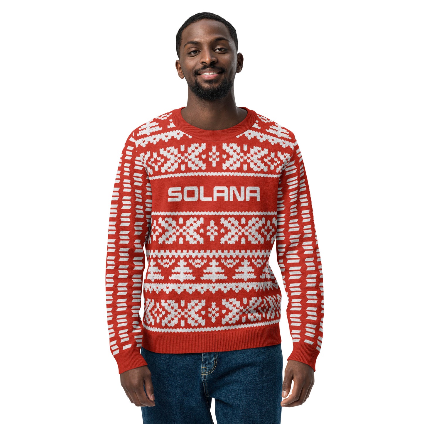 Solana Christmas Sweater - Knitted crew neck sweater (chilli - white)