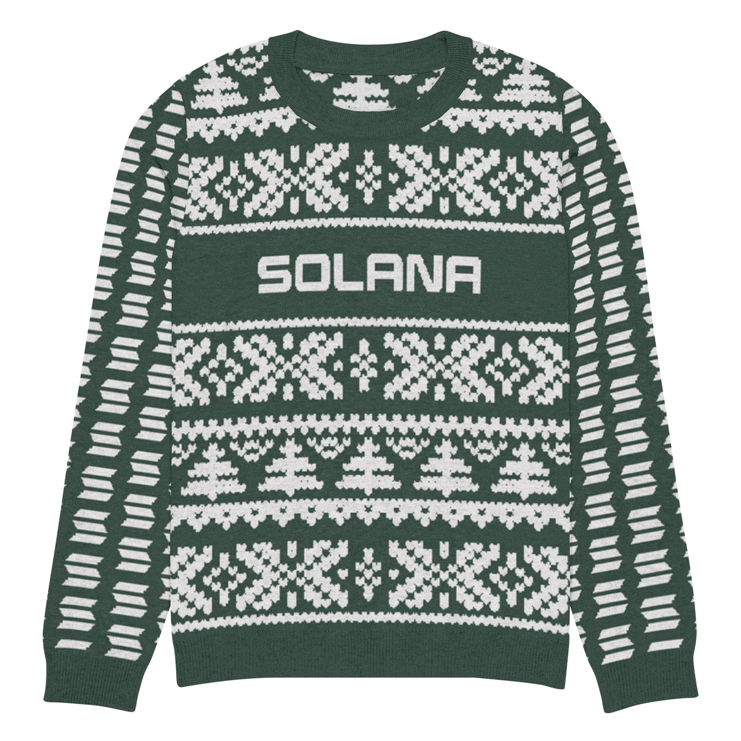 Solana Christmas Sweater - Knitted crew neck sweater (pine - white)