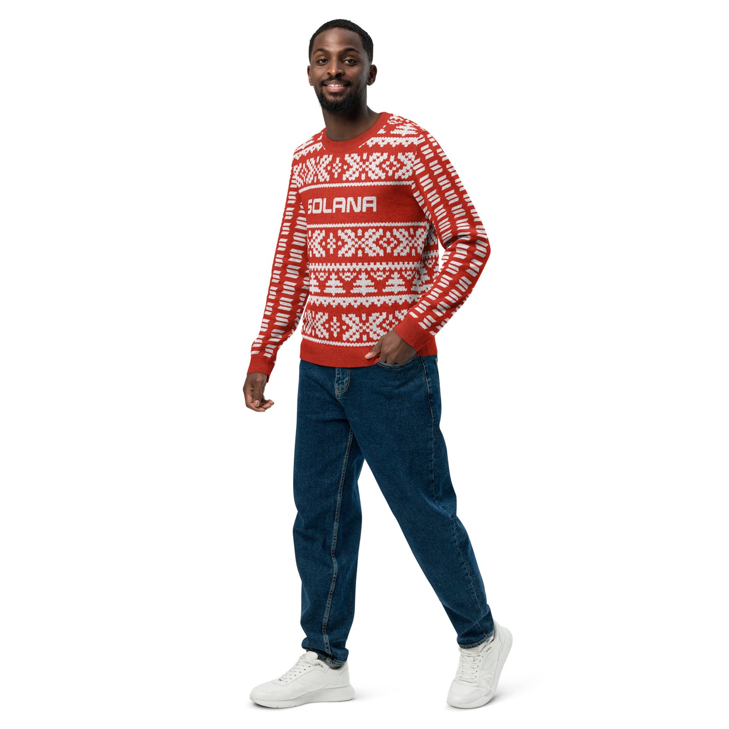 Solana Christmas Sweater - Knitted crew neck sweater (chilli - white)