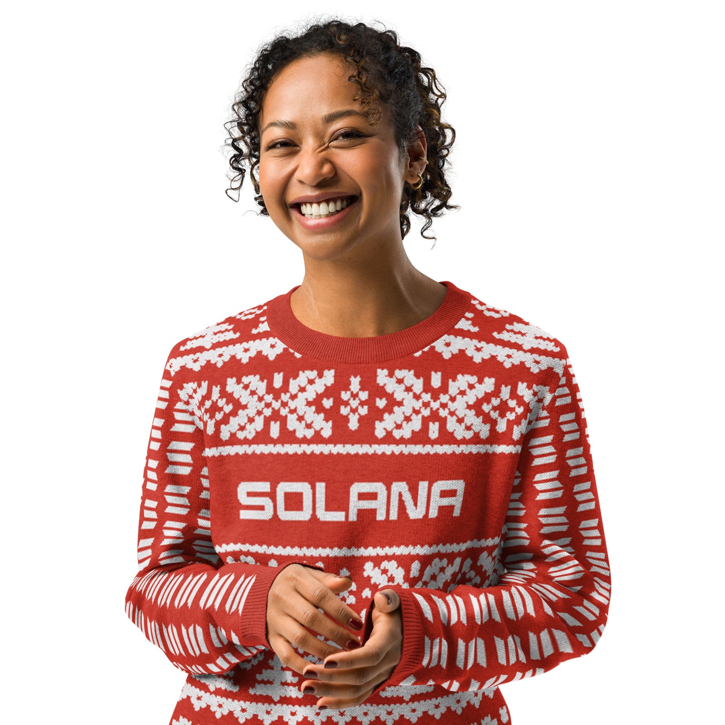 Solana Christmas Sweater - Knitted crew neck sweater (chilli - white)