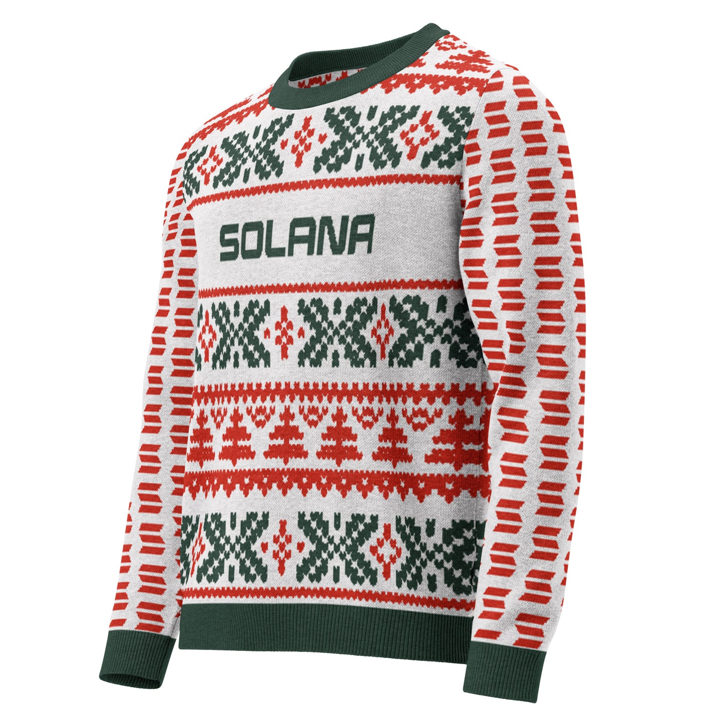 Solana Christmas Sweater - Knitted crew neck sweater (pine - chilli - white)