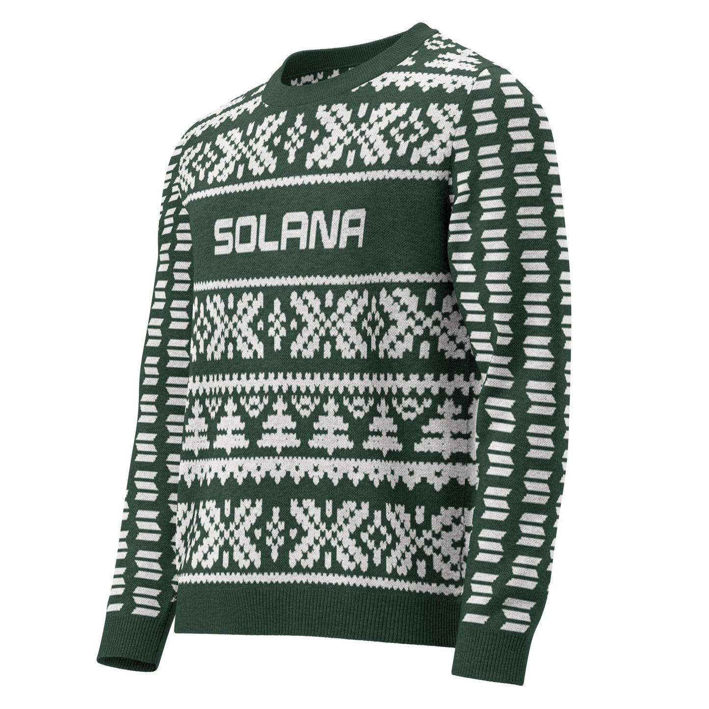 Solana Christmas Sweater - Knitted crew neck sweater (pine - white)