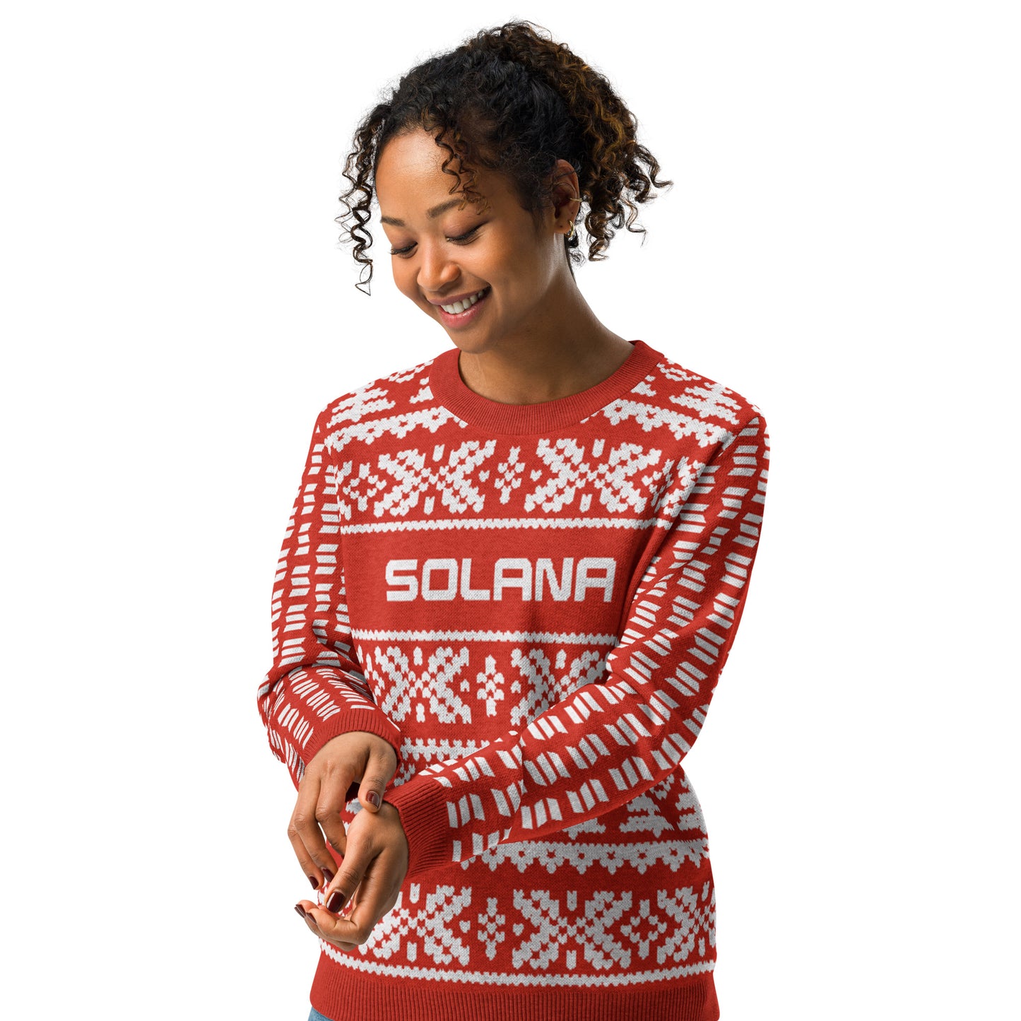 Solana Christmas Sweater - Knitted crew neck sweater (chilli - white)