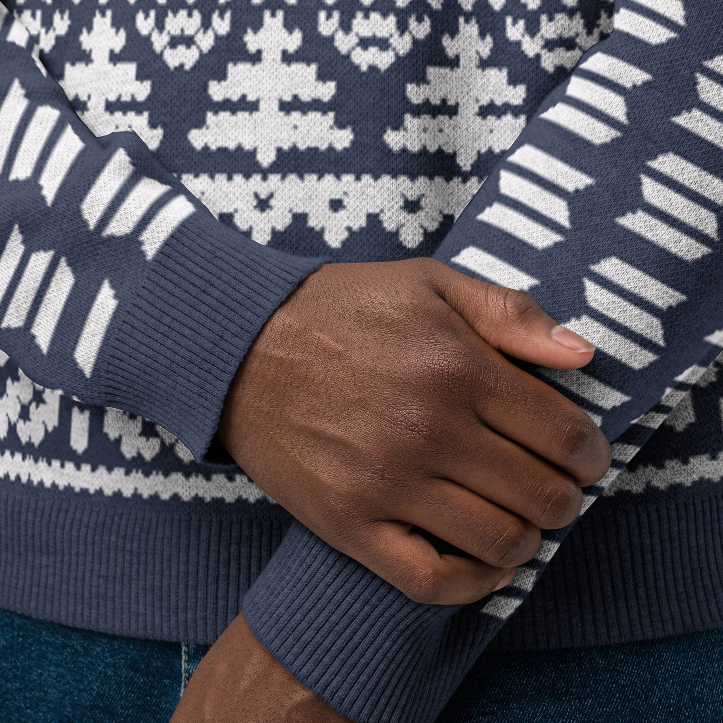 Solana Christmas Sweater - Knitted crew neck sweater (navy - white)