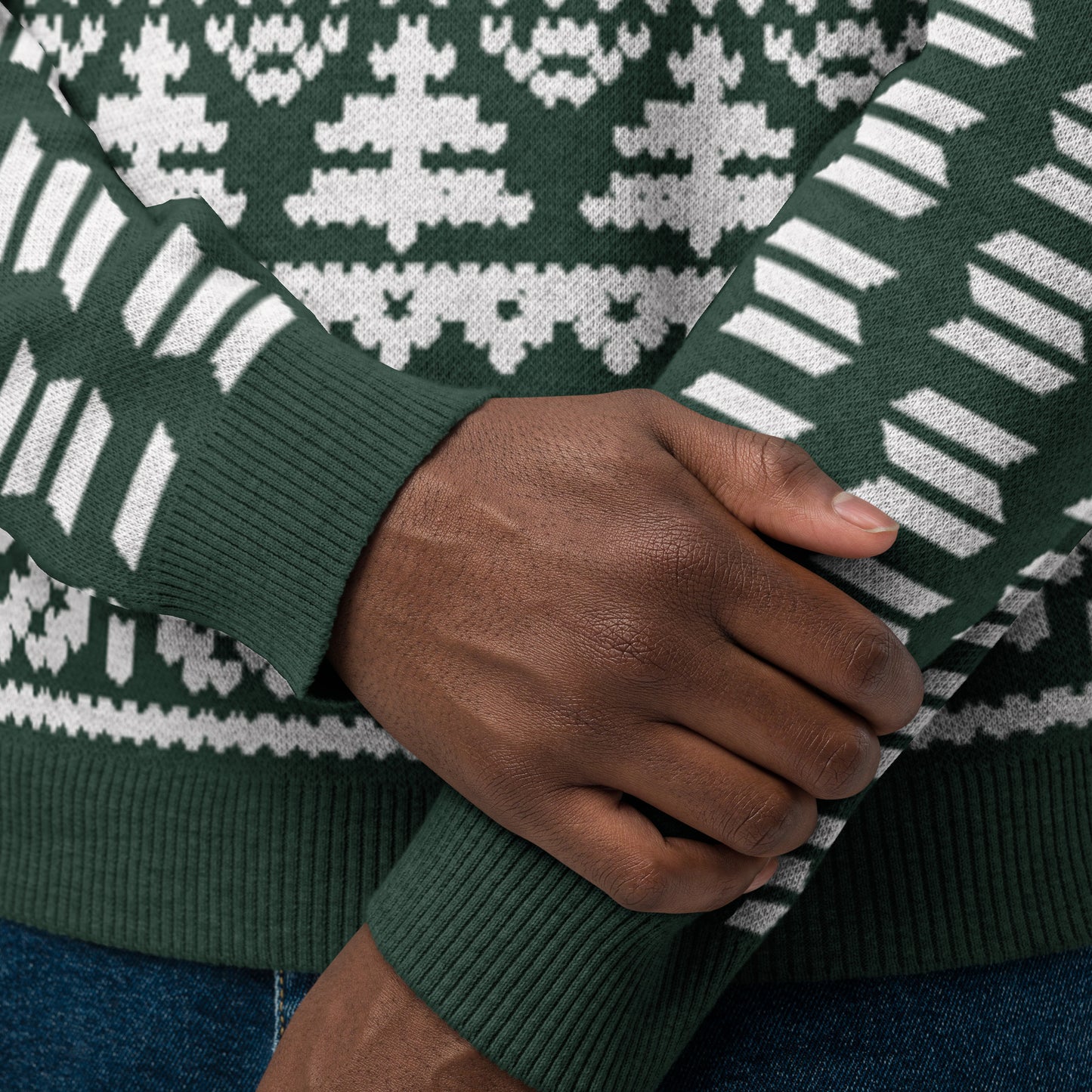 Solana Christmas Sweater - Knitted crew neck sweater (pine - white)