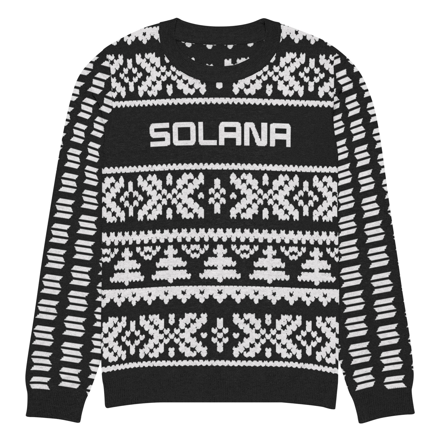 Solana Christmas Sweater - Knitted crew neck sweater (black - white)